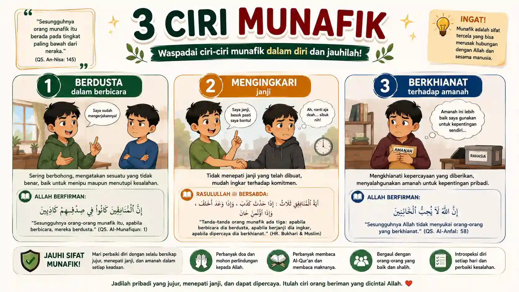 Infografis 3 Ciri Munafik