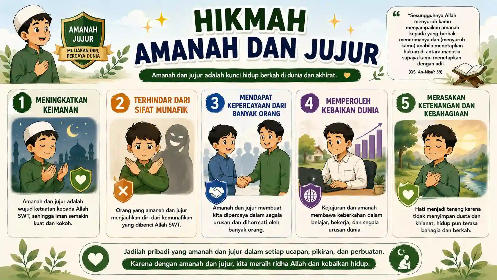 Infografis Hikmah Amanah dan Jujur